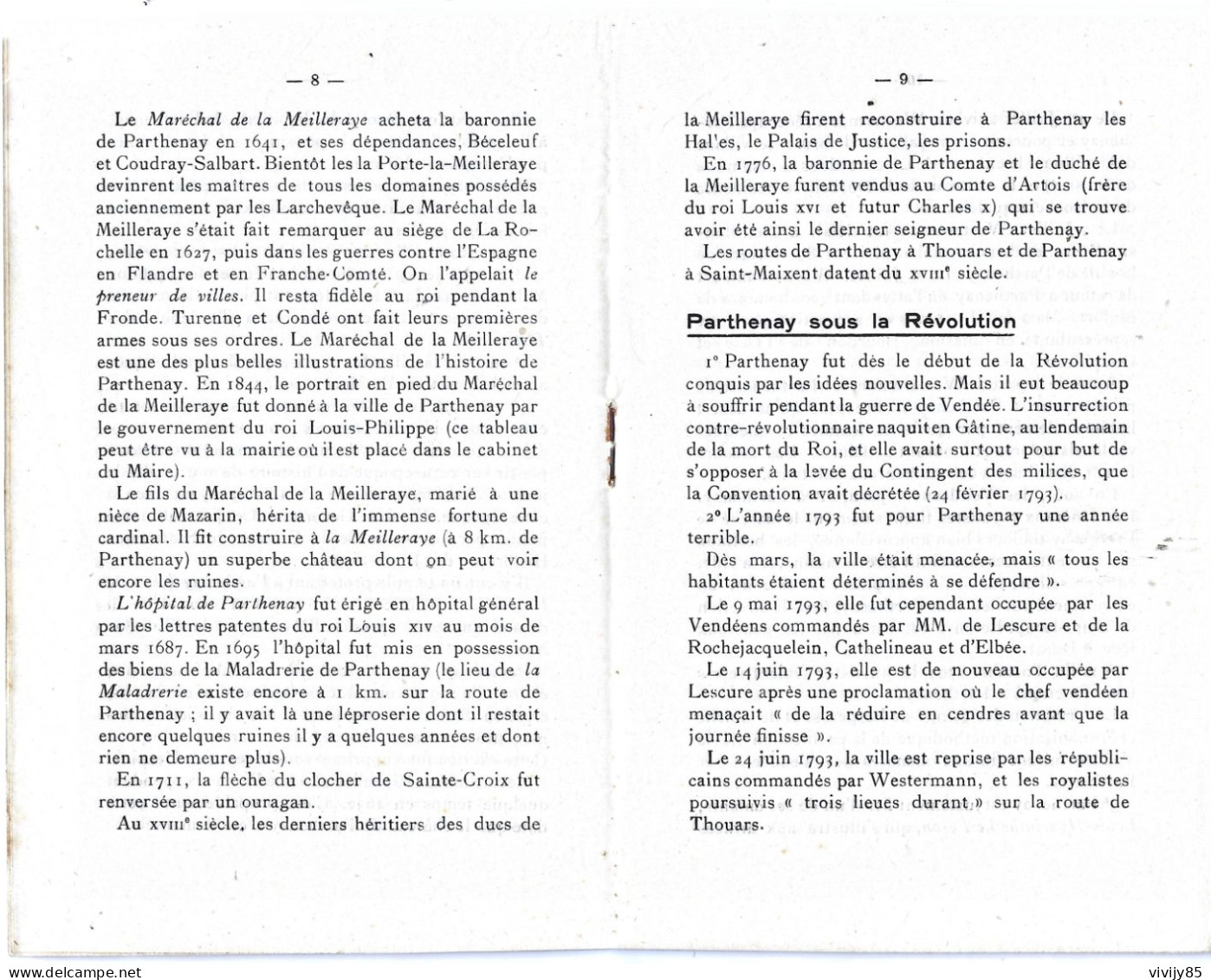 79 - PARTHENAY - Rare Petit Guide Ancien  Historique/touristique De G. Picard - Aquitaine