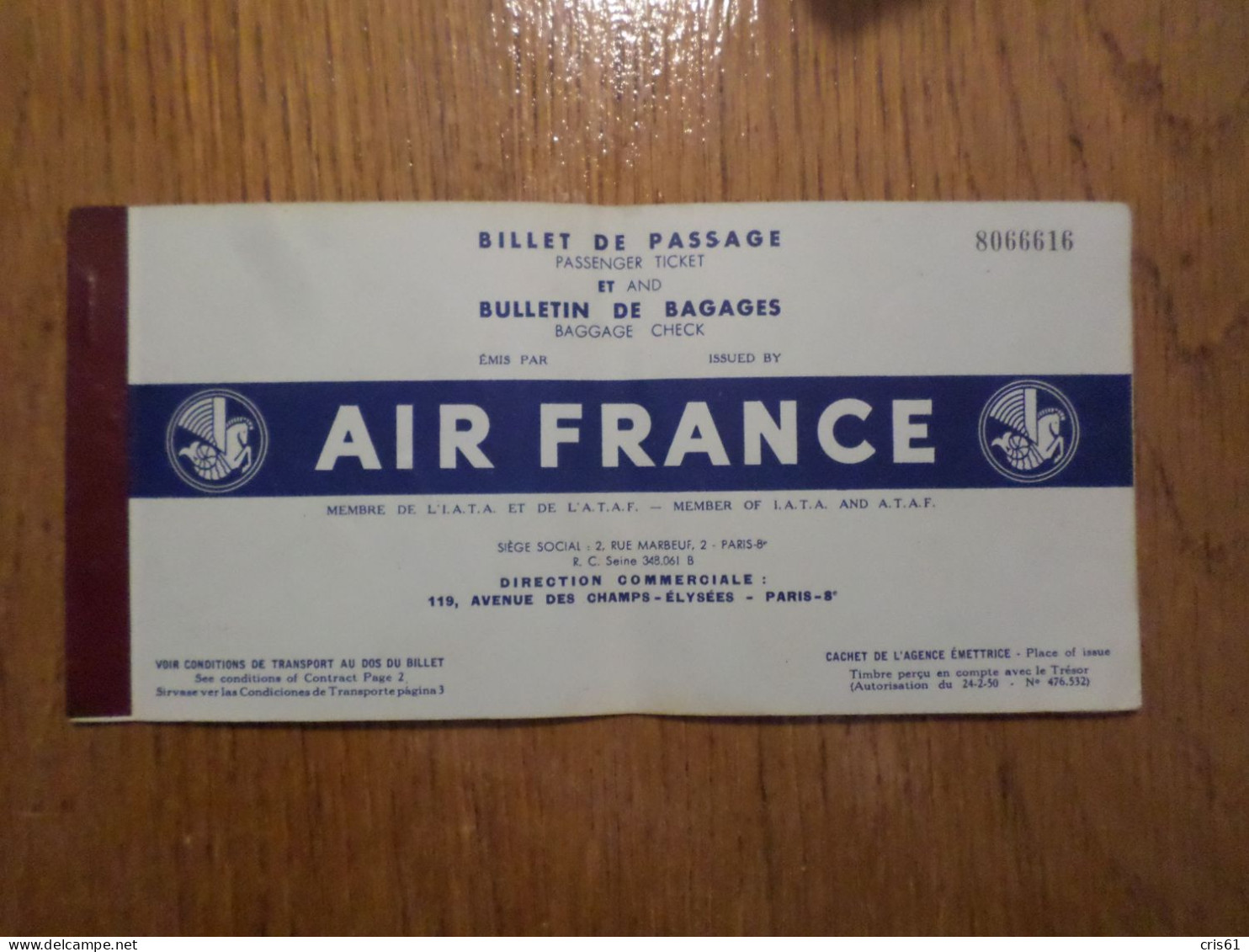 Billet D'avion AIR FRANCE Départ Marseille Pour Casablanca, 1954 - Monde
