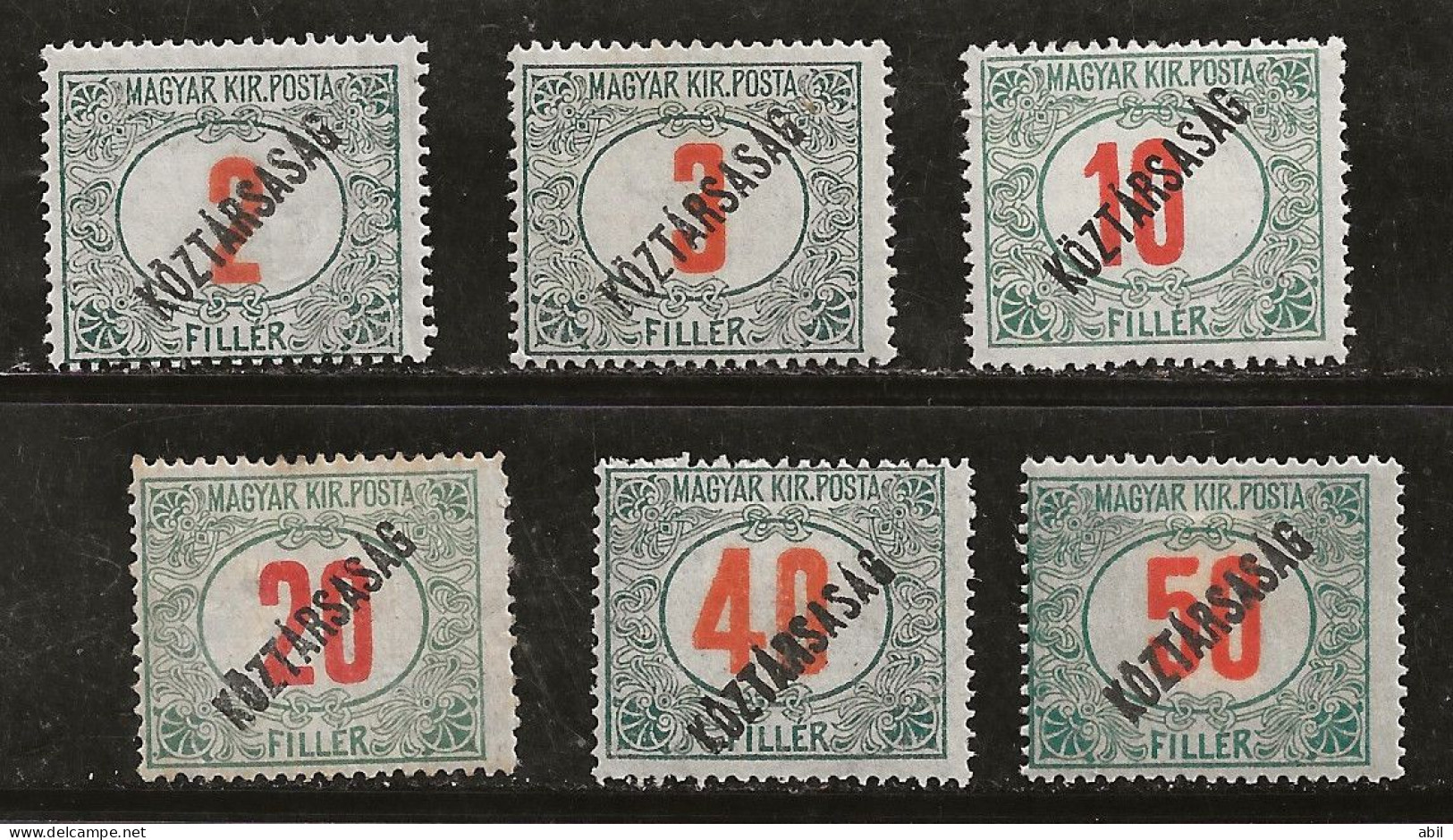 Hongrie 1919 N° Y&T : TT 47 à 52 * - Postage Due