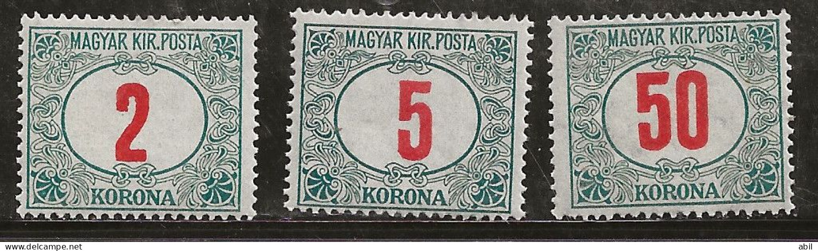 Hongrie 1922-1923 N° Y&T : TT 89 à 91 * - Postage Due
