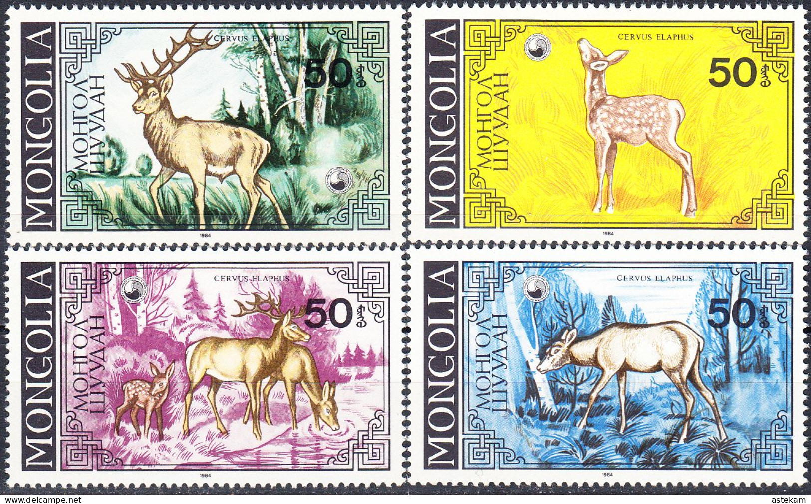 MONGOLIA 1985, FAUNA, RED DEER And ROES, COMPLETE MNH SERIES With GOOD QUALITY, *** - Mongolie