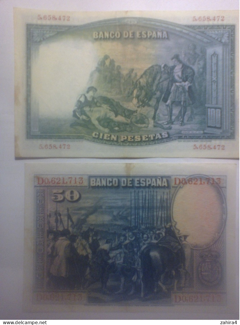 Lot 10 Billets Espagne - 1925 à 1954 - 3 X 5 Pts - 1 X 2 Pts -1 X 25 Pts - 2 X 50 Pts - 3 X 100 Pts - Collections & Lots