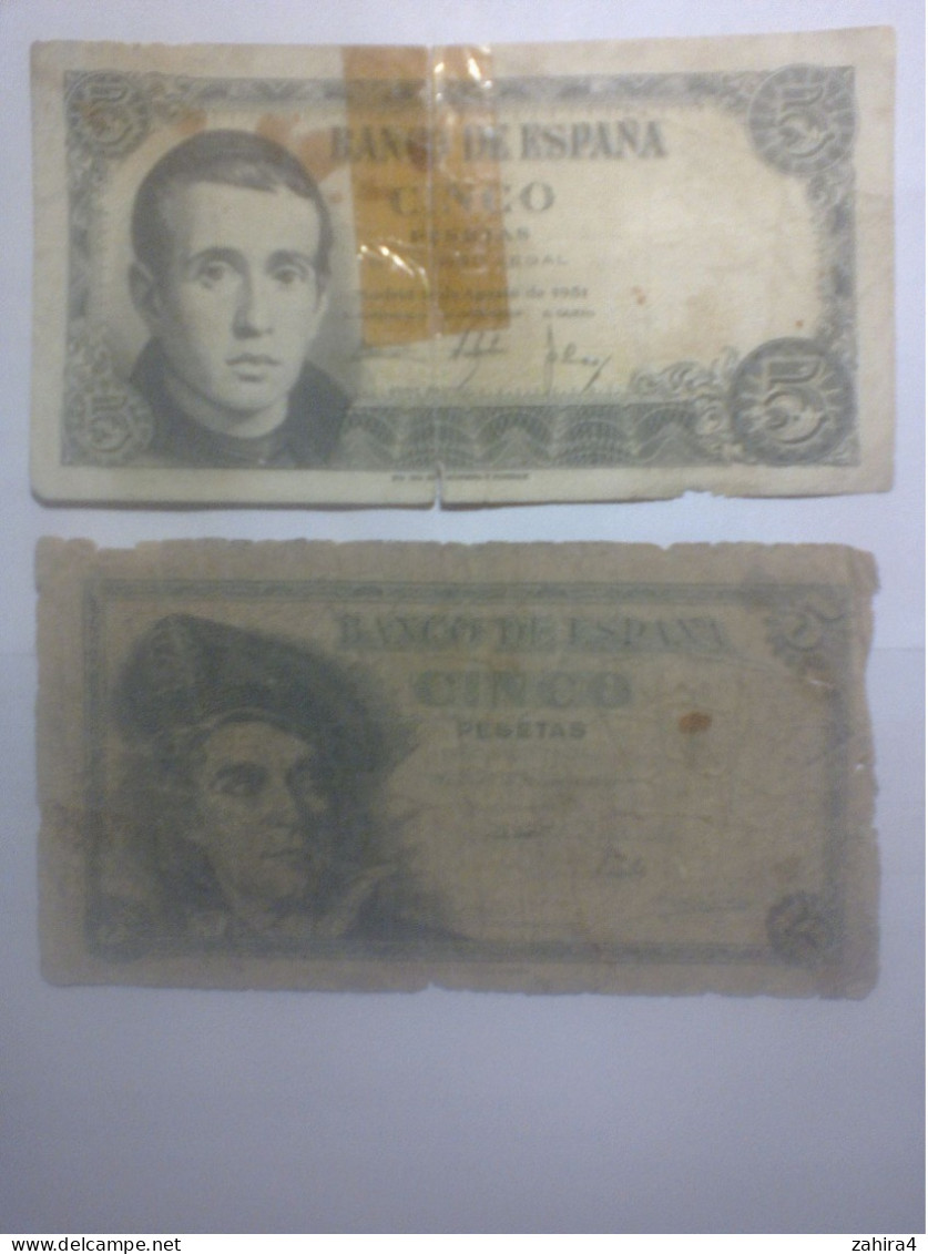 Lot 10 billets Espagne - 1925 à 1954 - 3 X 5 Pts - 1 X 2 Pts -1 X 25 Pts - 2 X 50 Pts - 3 X 100 Pts