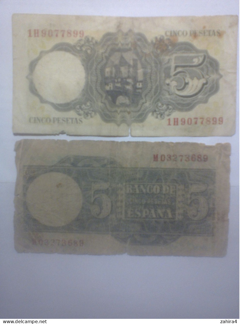 Lot 10 billets Espagne - 1925 à 1954 - 3 X 5 Pts - 1 X 2 Pts -1 X 25 Pts - 2 X 50 Pts - 3 X 100 Pts