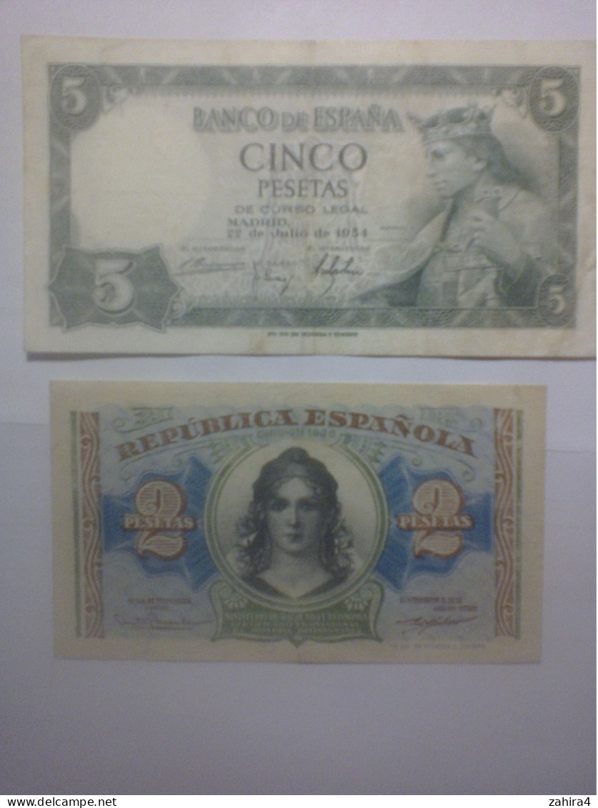 Lot 10 billets Espagne - 1925 à 1954 - 3 X 5 Pts - 1 X 2 Pts -1 X 25 Pts - 2 X 50 Pts - 3 X 100 Pts