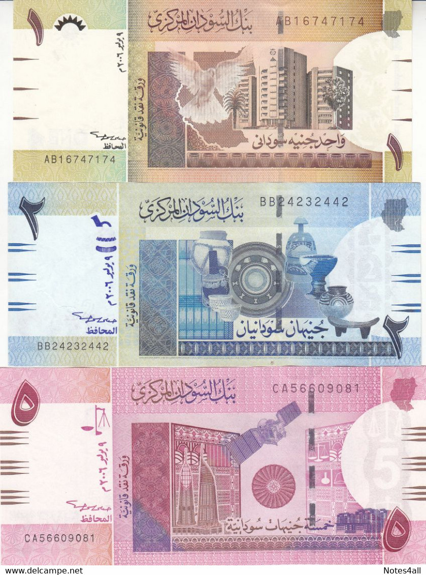 SUDAN 1 2 5 10 20 50 POUNDS 2006 P-64 65 66 67 68 69 EF/XF CRISP SET - Sudan