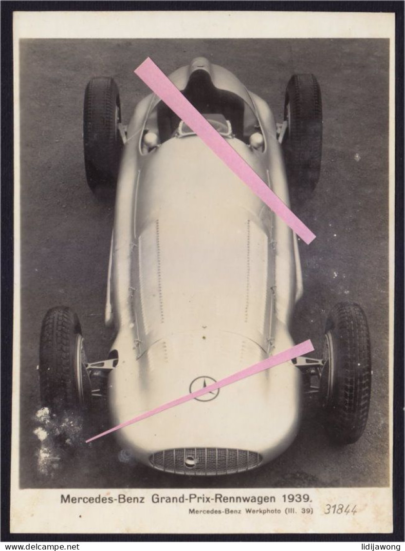 Mercedes-benz Werkphoto 16 X 11,5 Cm Grand-prix-rennwagen 1939 Formula 1   (see Sales Conditions) - Car Racing - F1