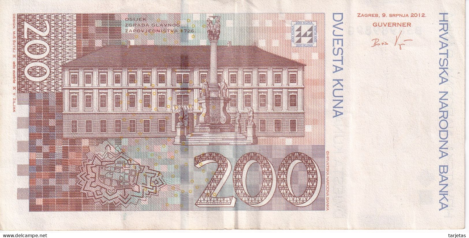 BILLETE DE CROACIA DE 200 KUNA DEL AÑO 2012  (BANKNOTE) - Croatia