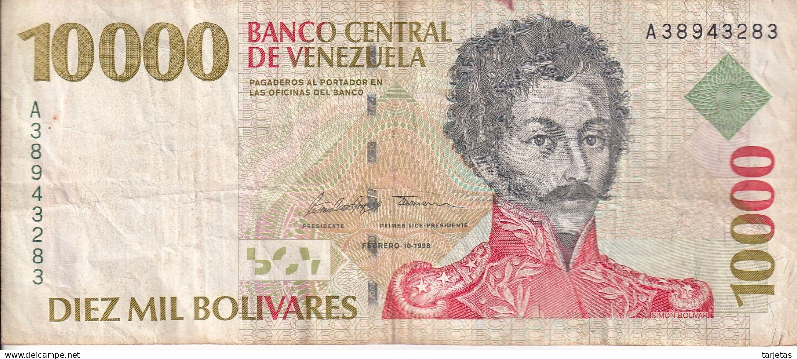 BILLETE DE VENEZUELA DE 10000 BOLIVARES DEL AÑO 1998  (BANKNOTE) - Venezuela