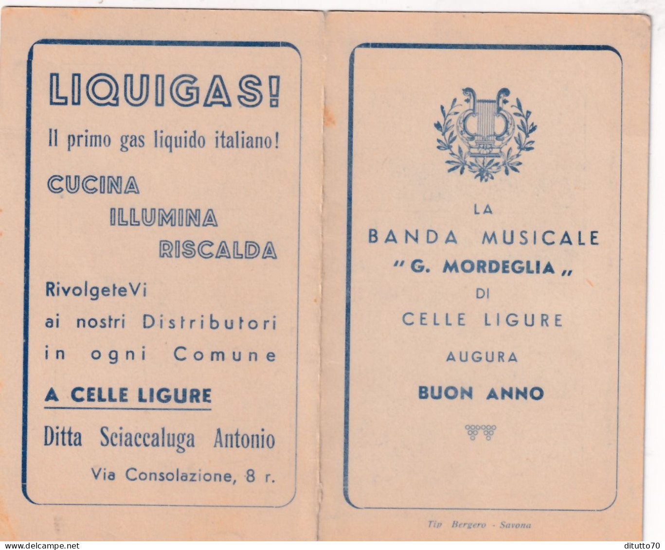 Calendarietto - La Banda Musicale - G.mordeglia Di Celle Ligure - Anno 1953 - Petit Format : 1941-60