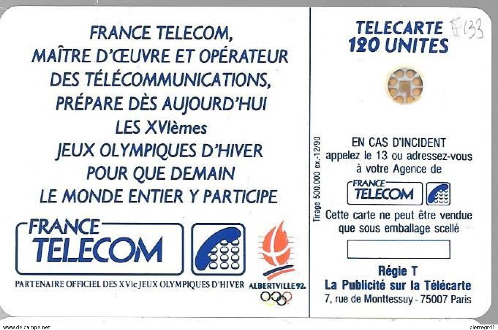 CARTE-PUBLIC-F-133.510-120U-SC4 Ab-Trou 6-12/90-SKIEUR 1-V°5 Pe22572-Utilisé-TBE- - 1990