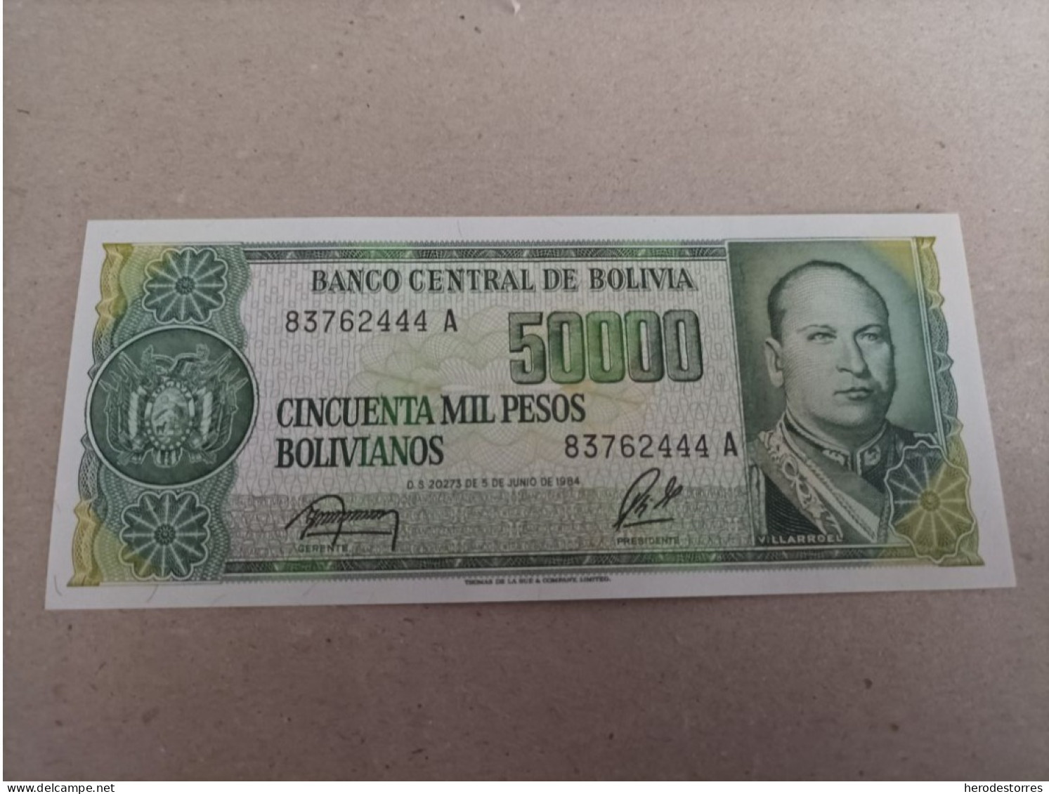 Billete De Bolivia De 50000 Pesos Bolivianos, Serie A, Año 1984, UNC - Bolivien