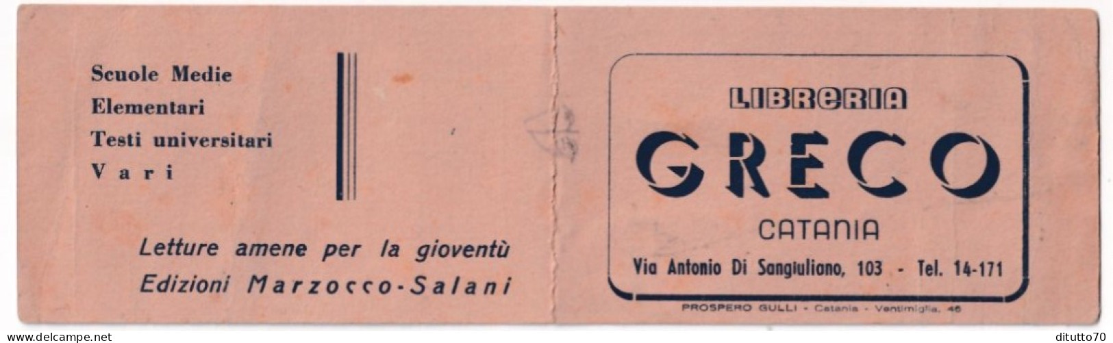 Calendarietto - Libreria Greco - Catania - Anno 1953 - Petit Format : 1941-60