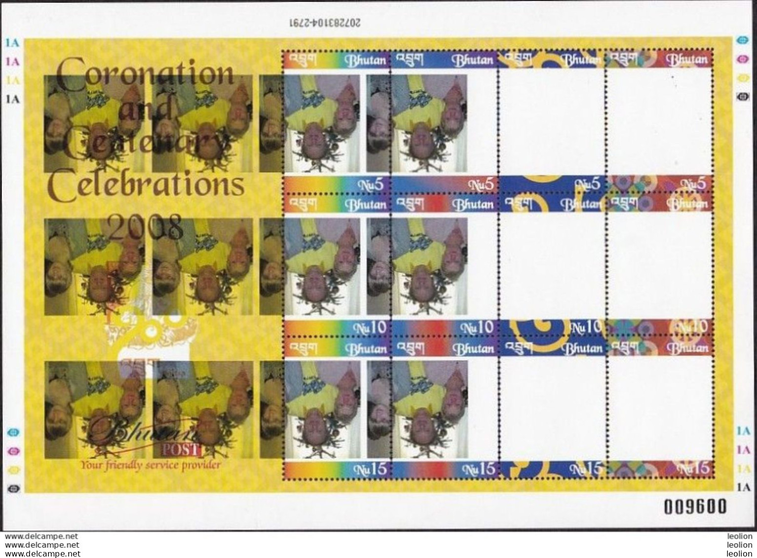 BHUTAN 2008 MNH Personalized Stamp Sheet Coronation Celebrations - ERROR -  Inverted - BHOUTAN - Bhutan