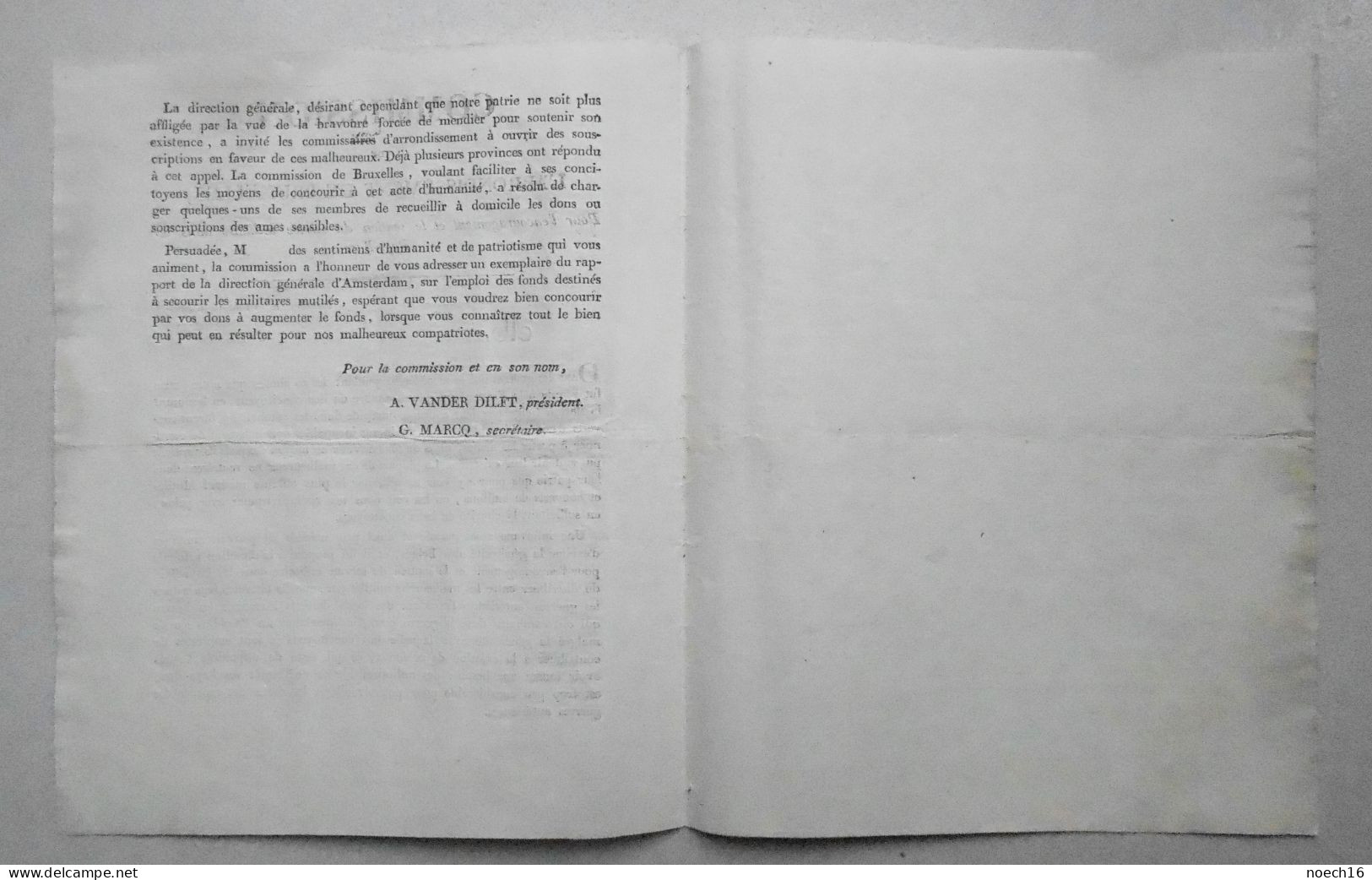 1820 Commission Pour L'encouragement Et Le Soutien Du Service Militaire Dans Les Pays-Bas - Arrondissement De Bruxelles - Documents