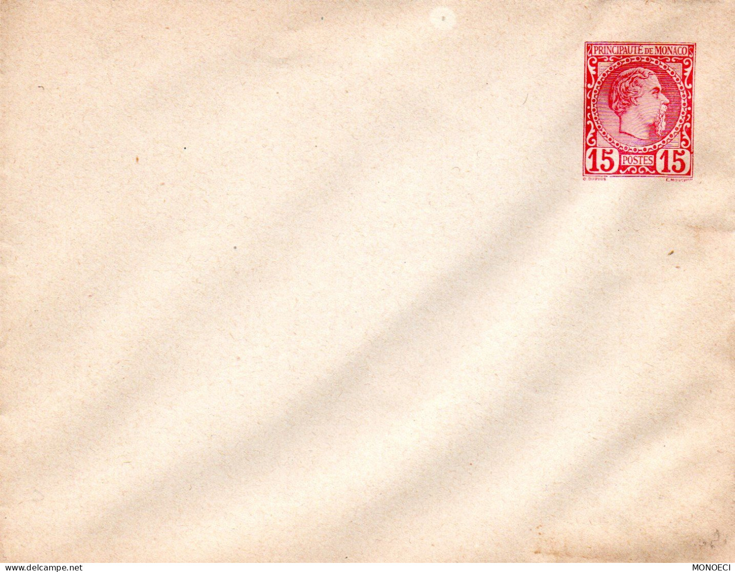 MONACO -- MONTE CARLO -- ENTIER POSTAL -- Enveloppe -- 15 C. (1886) (123 X 96) Prince Charles III - Postal Stationery