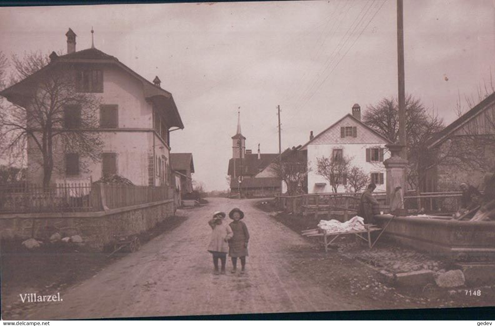 Villarzel VD, Une Rue Et Des Enfants (7148) - Villarzel