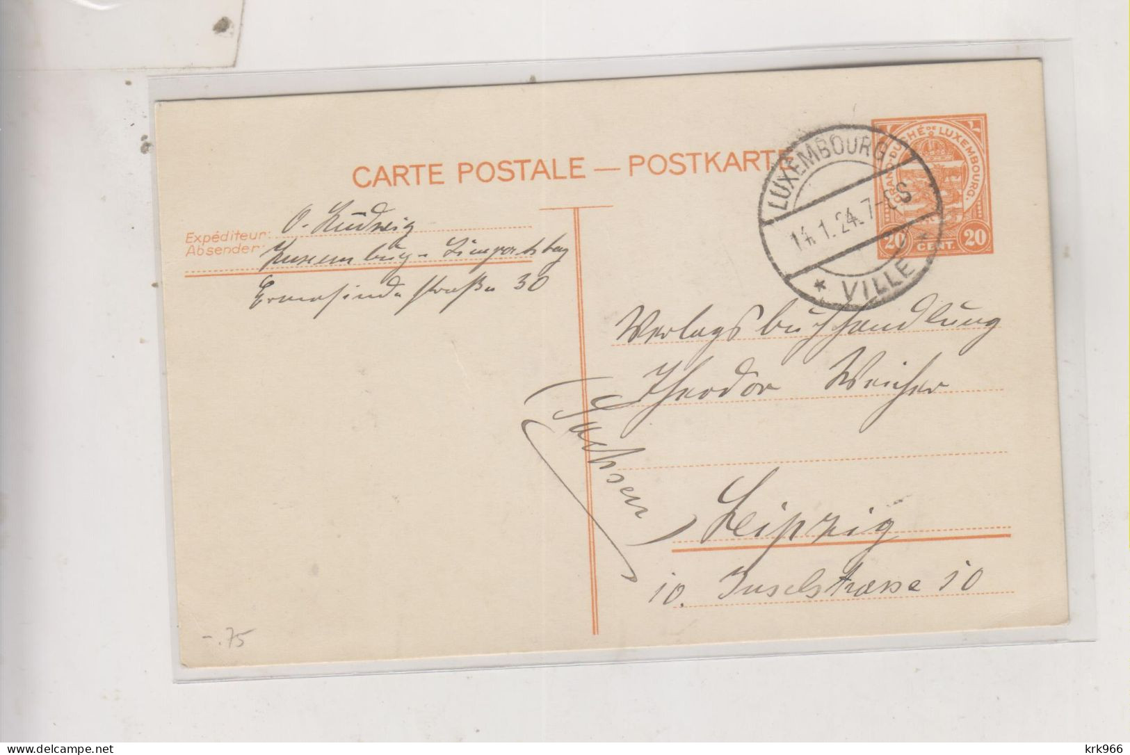 LUXEMBOURG 1924 Nice Postal Stationery To Germany - Ganzsachen