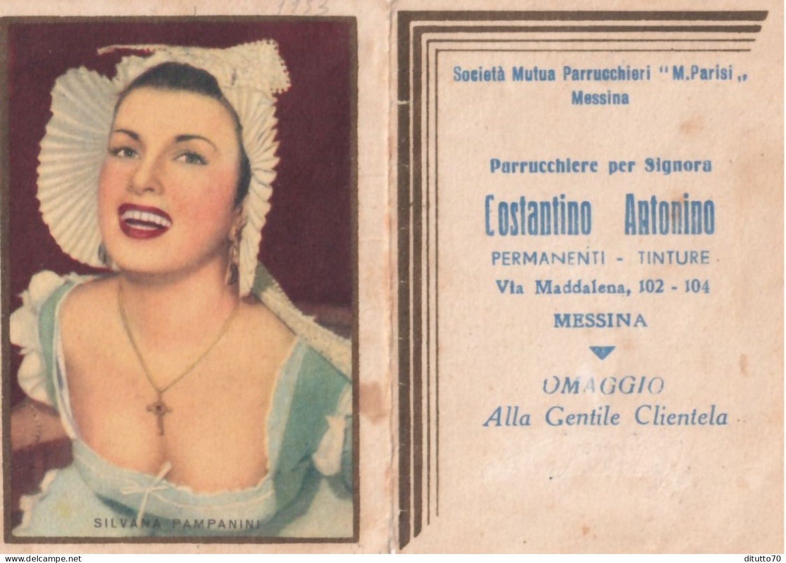 Calendarietto - Parrucchiere Per Signora - Costantino Antonio - Messina - Silvana Pampanini - Anno 1953 - Petit Format : 1941-60