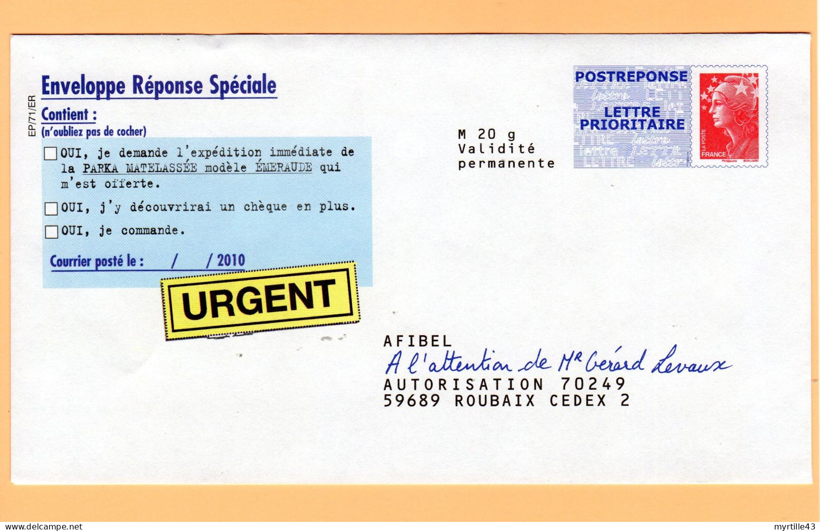 PAP Réponse Afibel - Neuf - 10P275 - Avec Pub Au Recto - PAP: Ristampa/Beaujard