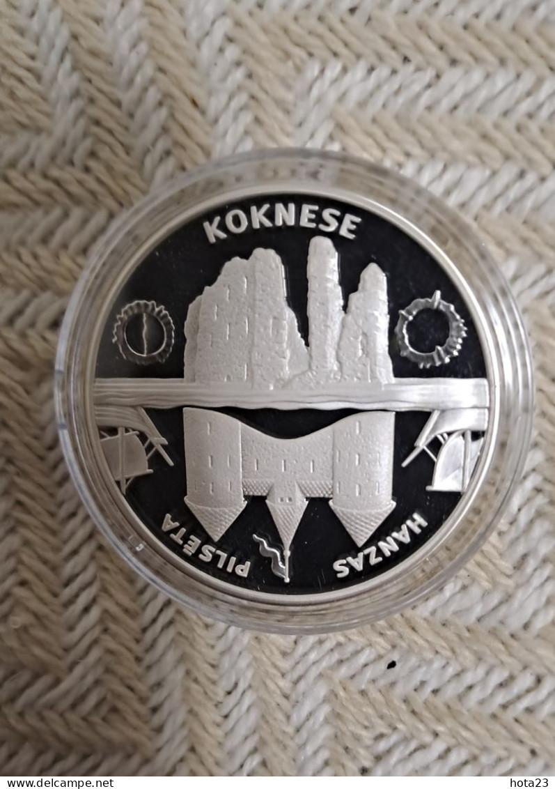 LATVIA 2005 Silver Coin 1 Lats Koknese - Castle, A Sailing Boat PROOF - Lettonia