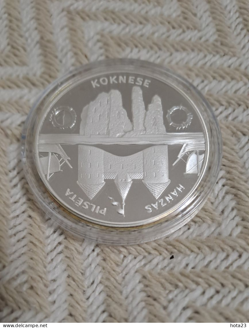 LATVIA 2005 Silver Coin 1 Lats Koknese - Castle, A Sailing Boat PROOF - Lettonie