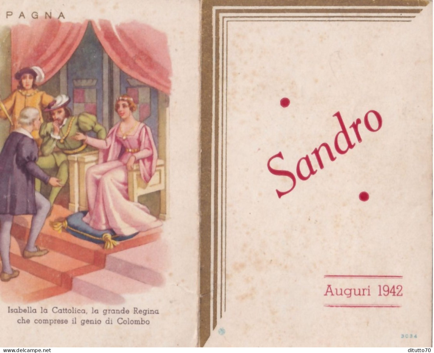 Calendarietto - Spagna -isabella La Cattolica - Anno 1942 - Petit Format : 1941-60