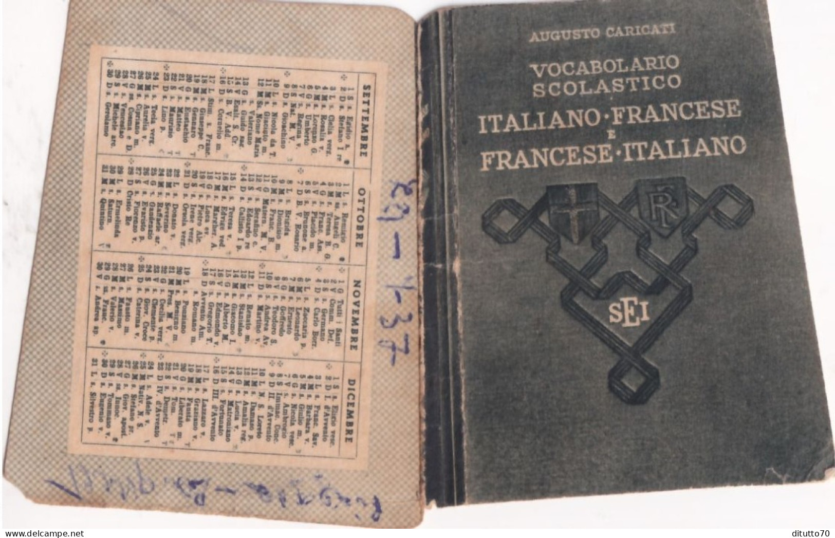 Calendarietto - Vocabolario Scolastico - Italiano - Francese - Anno 1951 - Petit Format : 1941-60
