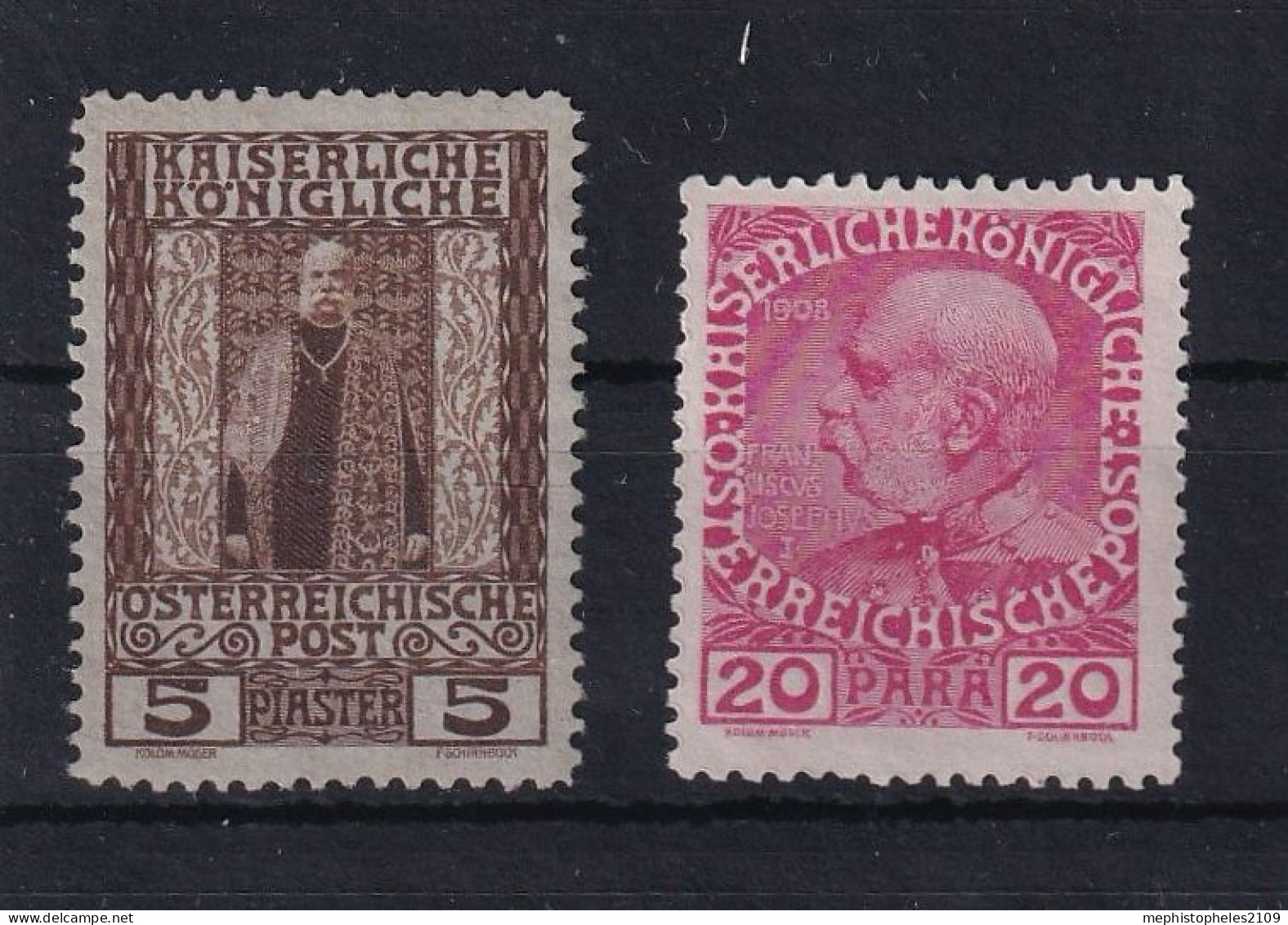 AUSTRIAN POST IN LEVANTE 1908 - MNG - ANK 59, 54 - Levante-Marken