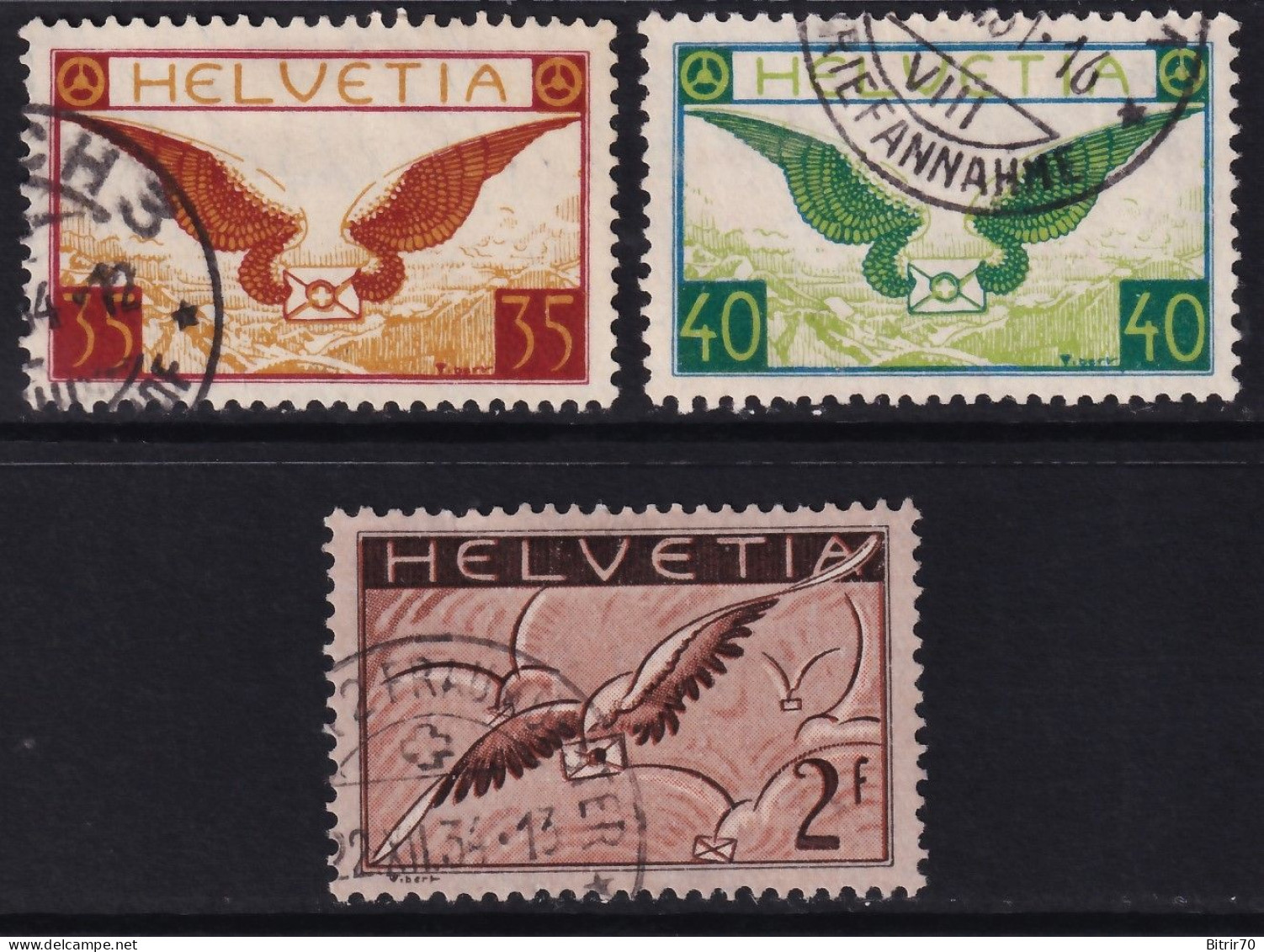 Suiza, 1929-37 Y&T. 13 / 15, [Papel Ordinario.] - Oblitérés