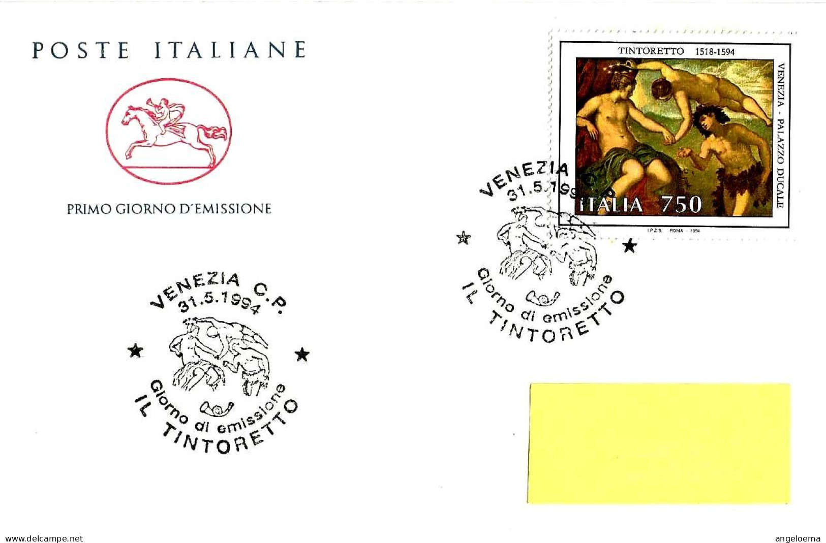 ITALIA ITALY - 1994 VENEZIA 4° Cent. Morte TINTORETTO (Arianna, Venere, Bacco) Su Fdc Poste Italiane - 11116 - Mitologia