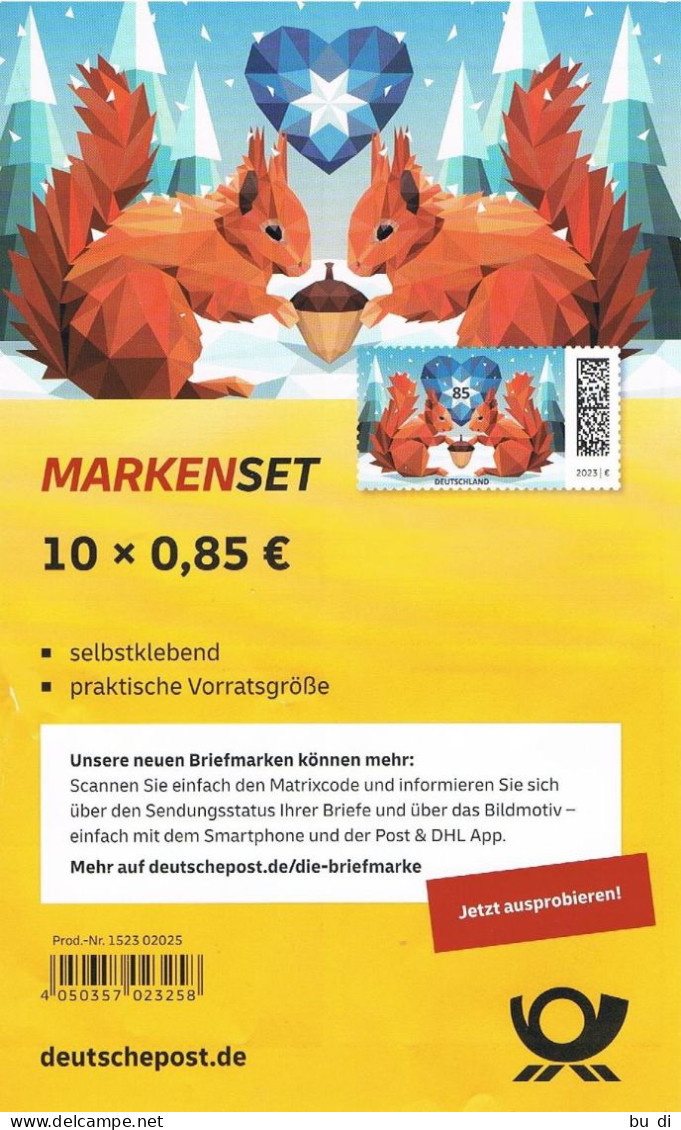 Deutschland Markenset - Weihnachten 2023 Eichhörnchen - Mi. 3798 - Folienblatt Ohne Marken - Autres & Non Classés