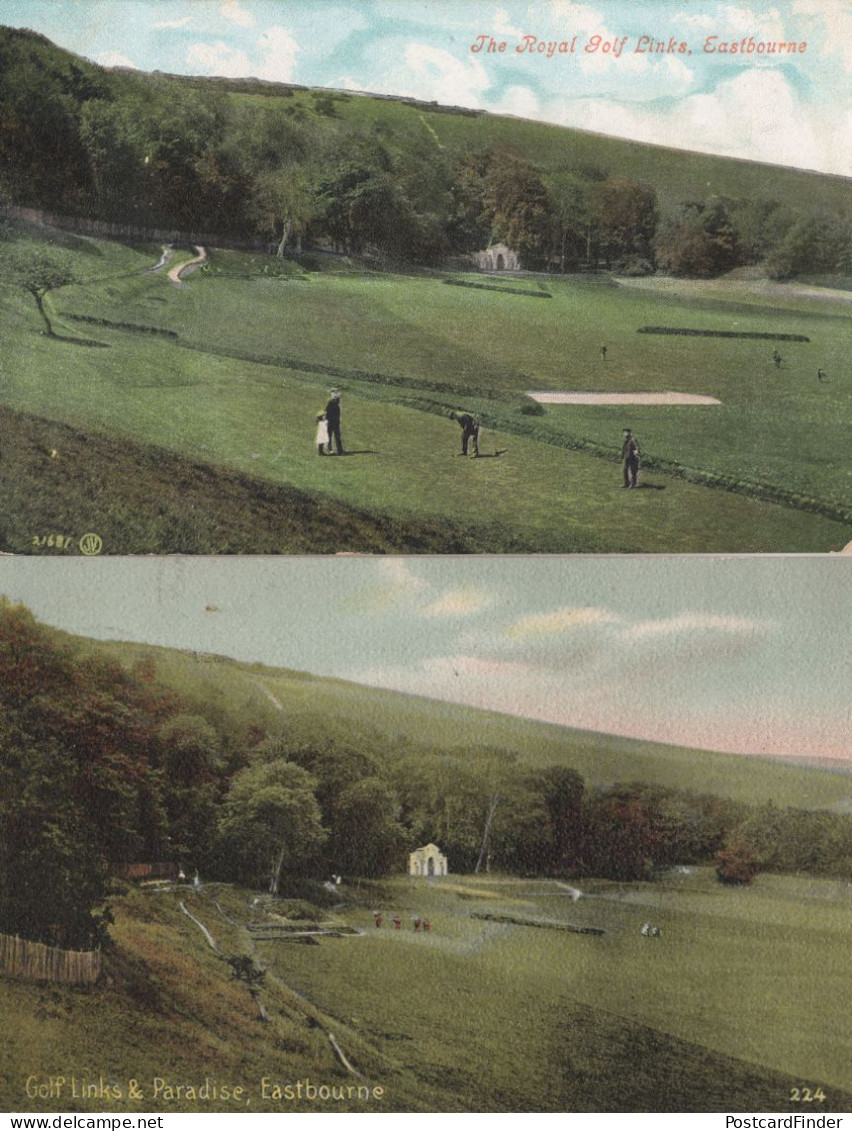 The Golf Club Links Eastbourne 2x Old Sussex Postcard S - Eastbourne