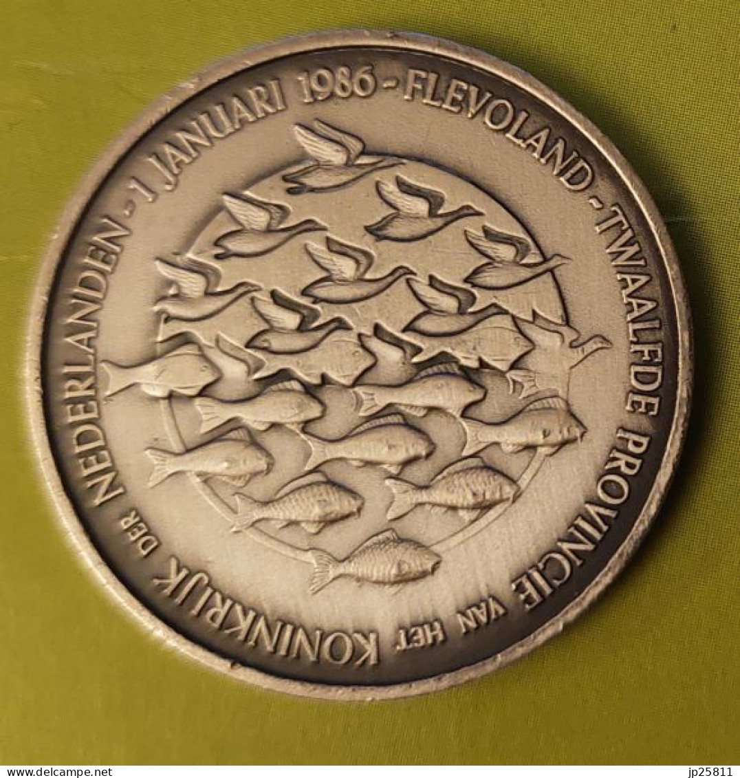 Netherlands Medal M.C. Escher "Land And Sky" 1986 Flevoland 12th Province Of The Netherlands - Silver .999 - Sonstige & Ohne Zuordnung