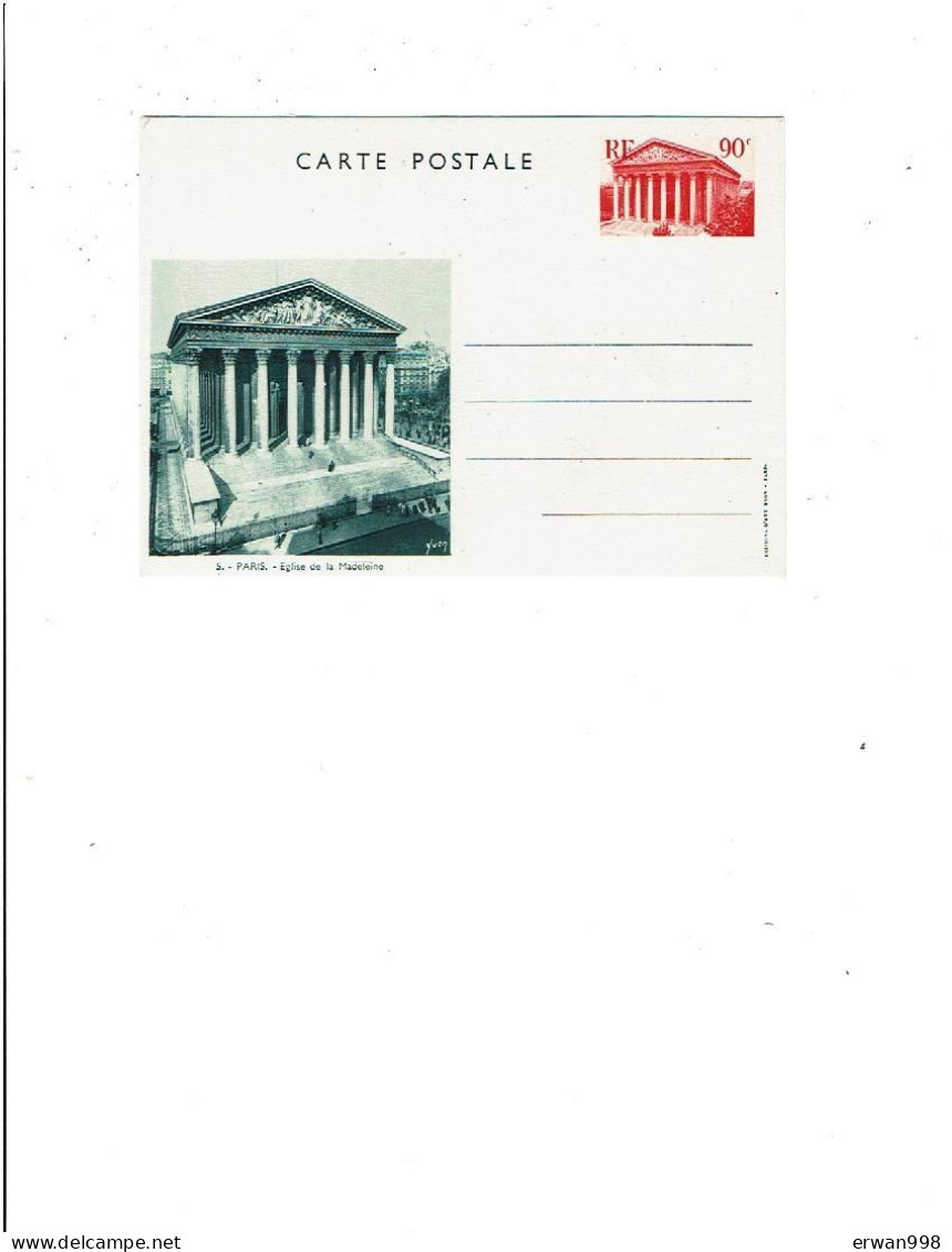 Carte Postale Eglise De La Madeleine 90c Rouge Sans RF YT EP1   (618) - Vorläufer