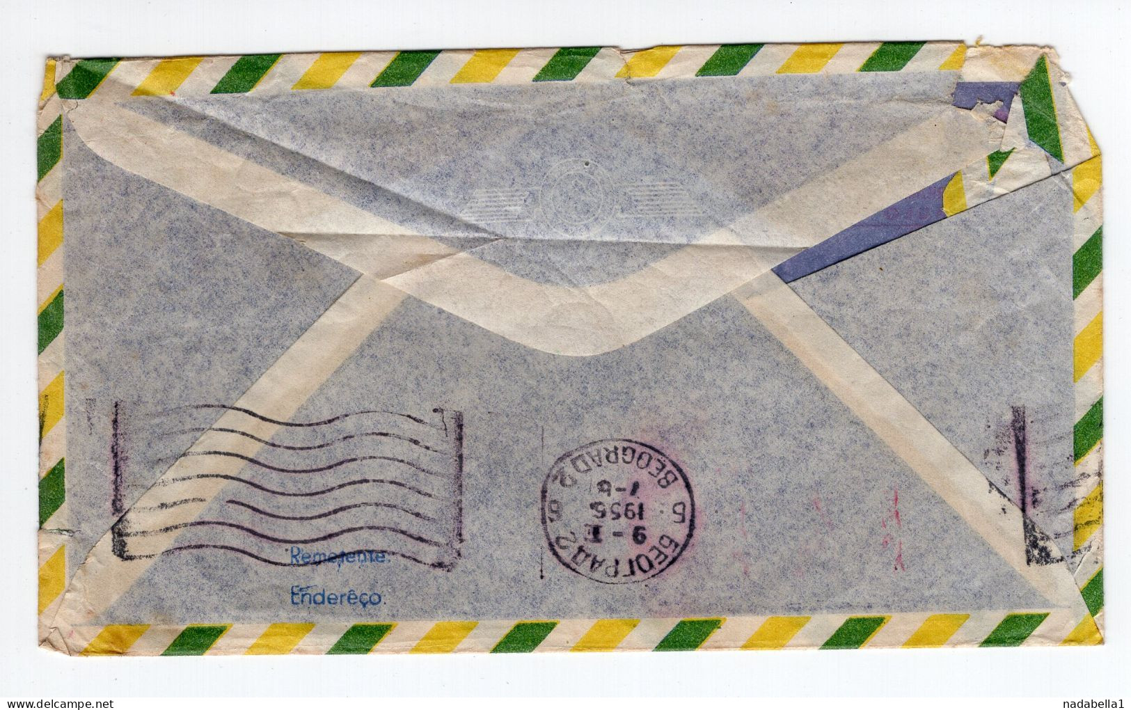 1956. BRASIL,SAO PAULO  TO BELGRADE,YUGOSLAVIA,AIRMAIL HEADED COVER,ADRIANA ARTEFACTS - Posta Aerea