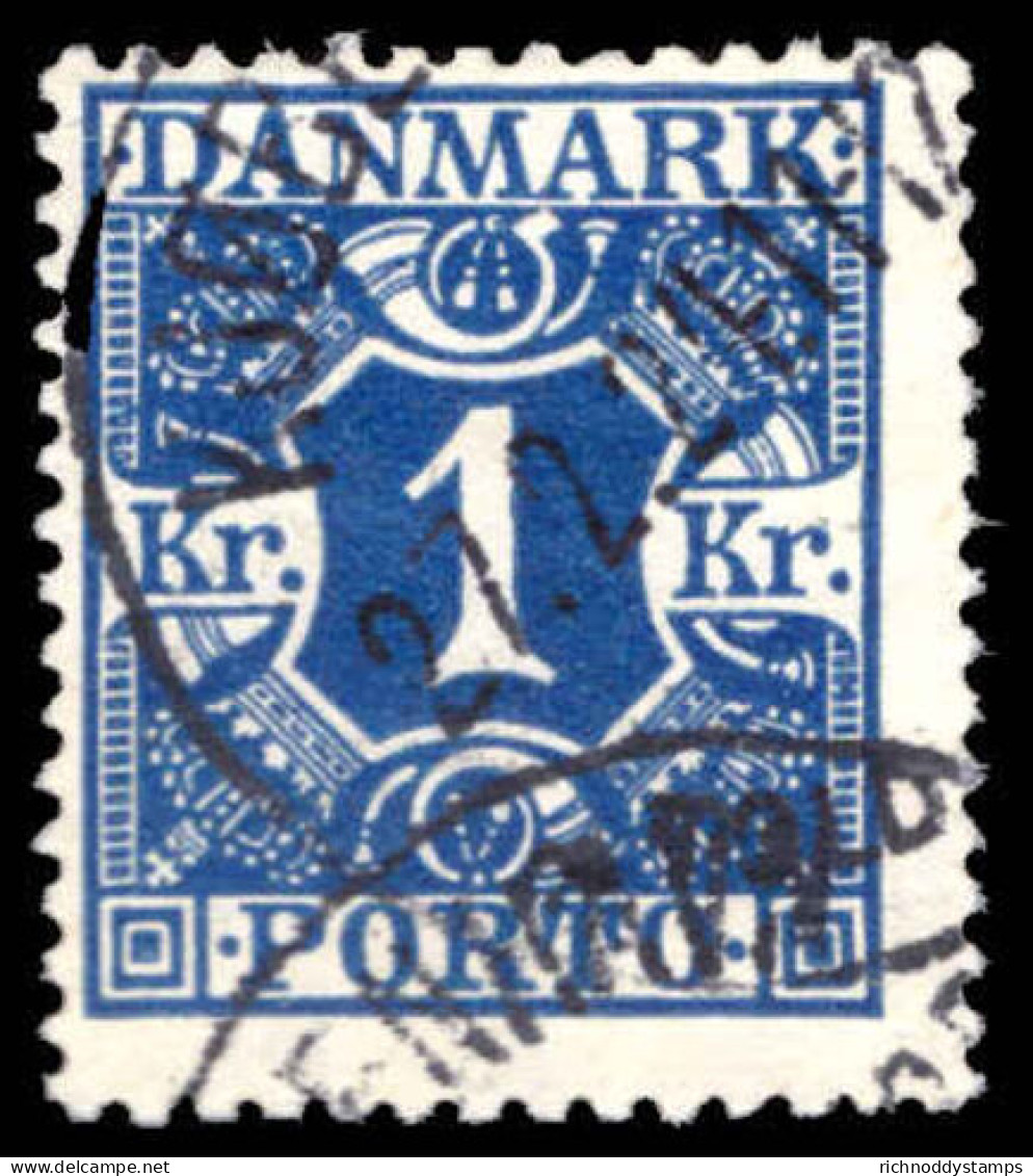 Denmark 1921-30 1k Deep Blue Postage Due Fine Used. - Gebraucht