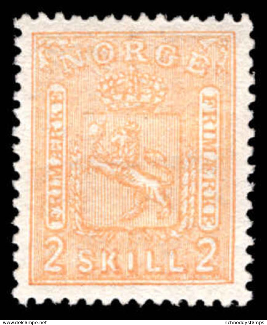 Norway 1867-68 2sk Orange-buff Mounted Mint. - Unused Stamps