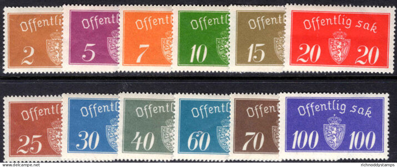 Norway 1933-37 Official Offset Printing Set Mounted Mint. - Service