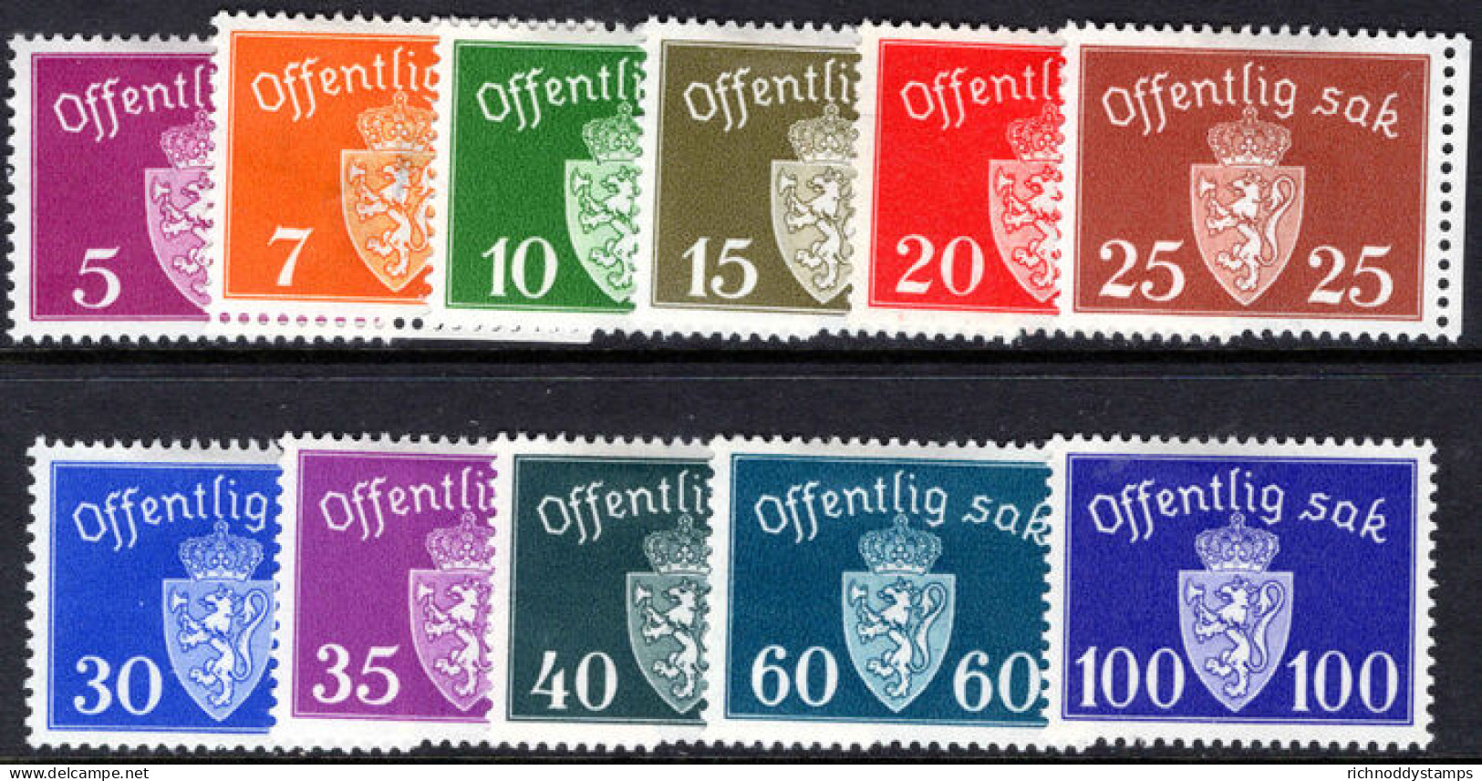 Norway 1937-38 Official Set (some With Thins) Mounted Mint. - Ongebruikt