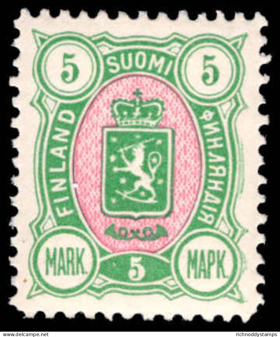 Finland 1889-94 5m Green And Rose Lightly Mounted Mint. - Nuovi