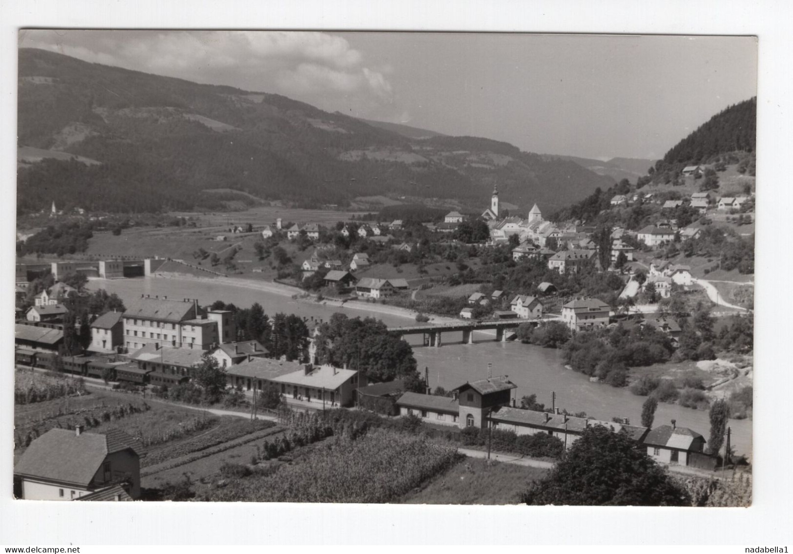 1961. YUGOSLAVIA,SLOVENIA,DRAVOGRAD,RAILWAY STATION,TRAIN,BRIDGE,POSTCARD,USED - Jugoslavia