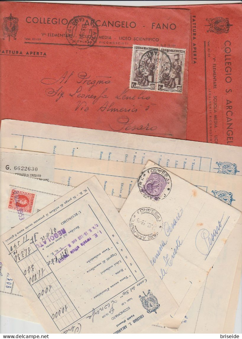 SCONTATO N. 7 DOCUMENTI/FATTURE COLLEGIO SANT'ARCANGELO  FANO  PESARO URBINO - Italia