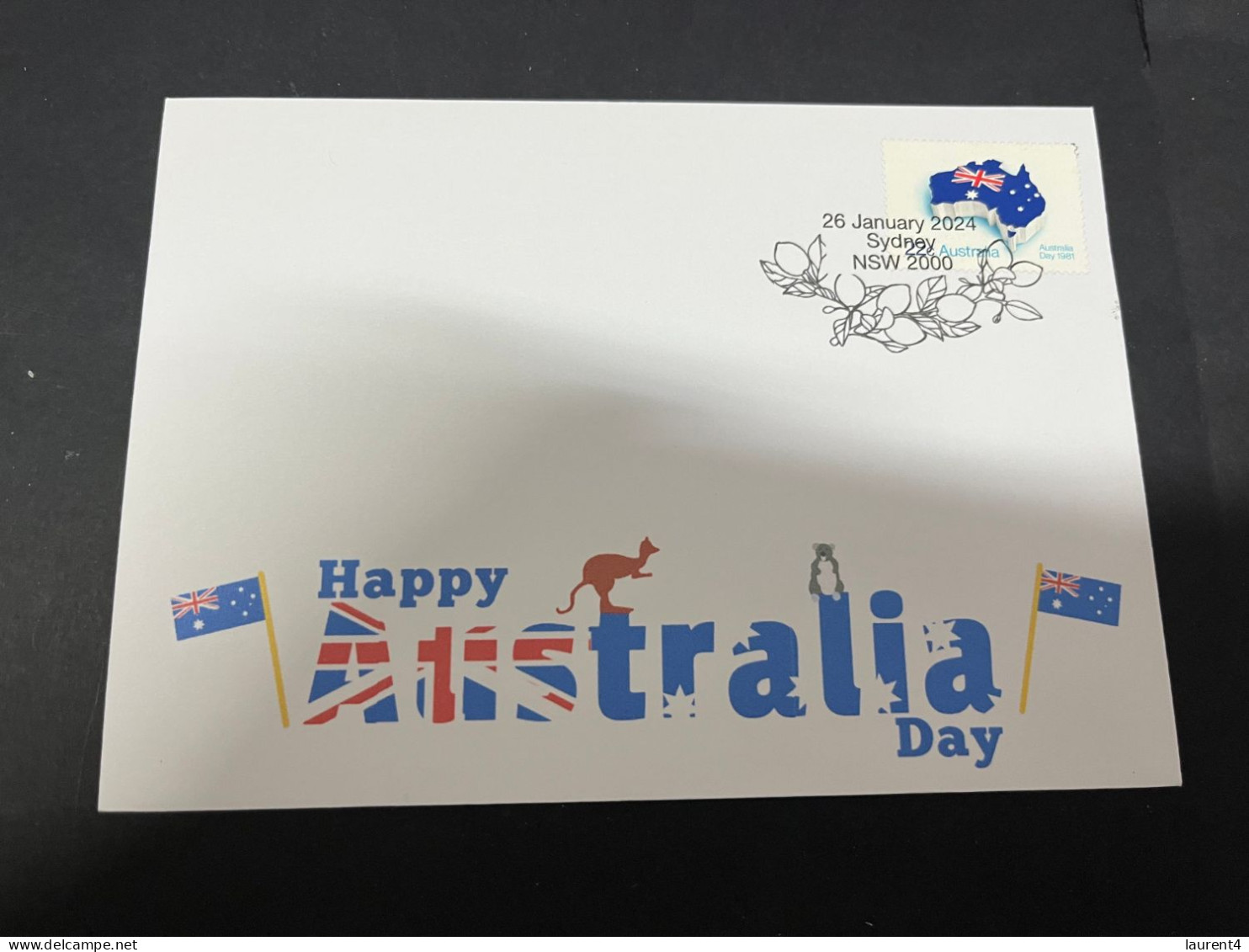 26-1-2024 (2  X 22) Australia National Day (Australia Day) With Australia Map + Flag Stamp 26-1-24 (TODAY) - Storia Postale