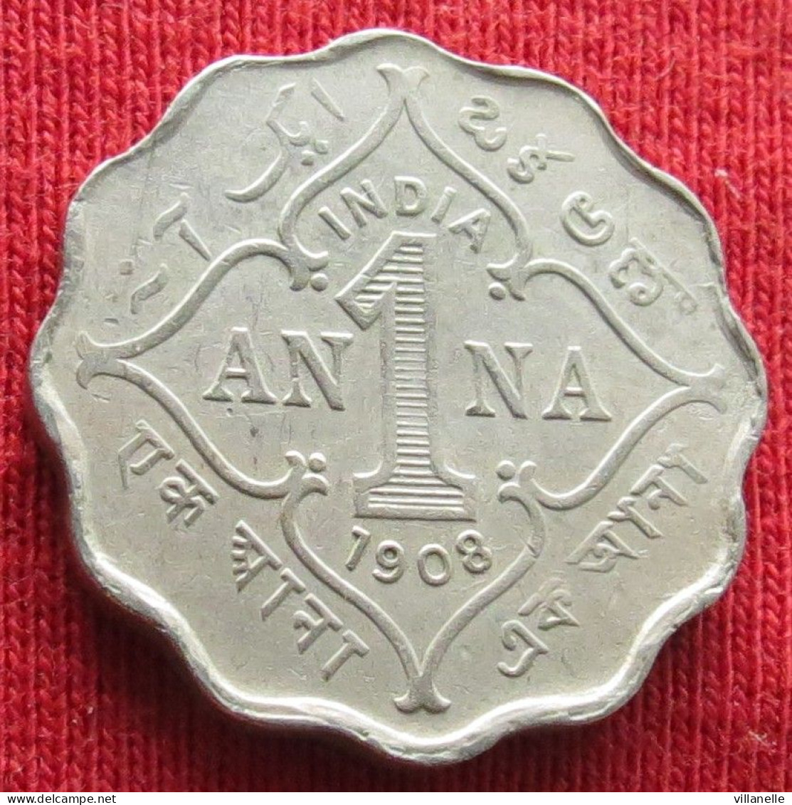 British India 1 Anna 1908 KM# 504 Lt 319 *VT Inde Indie Indien - Inde