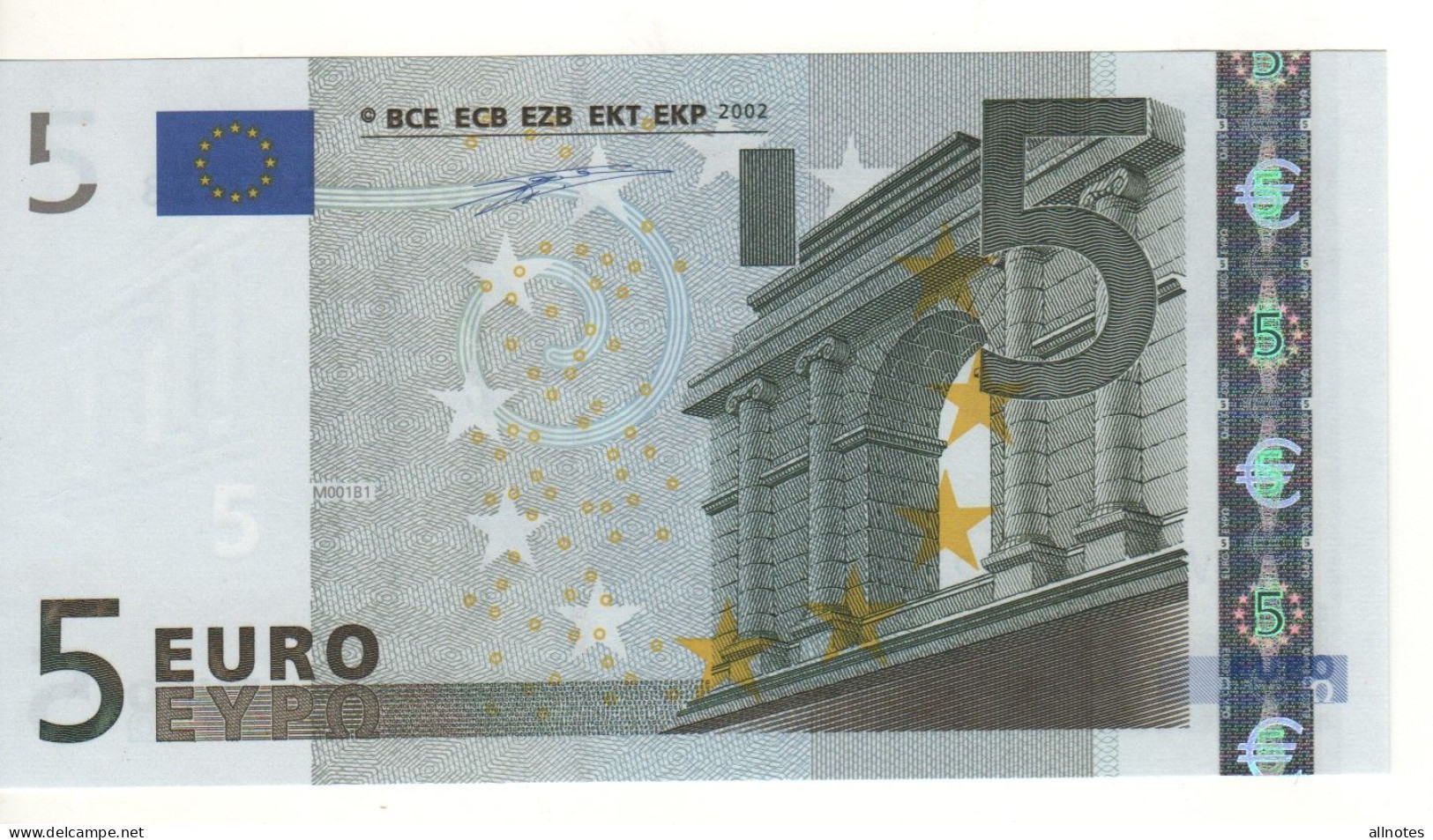 5 EURO  "V"   SPAGNA   Firma Duisenberg   M 001 B1    /  FDS - UNC - 5 Euro