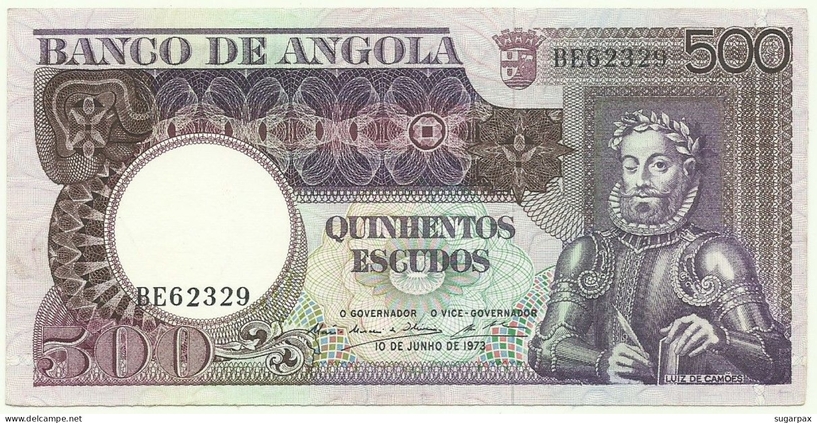 Angola - 500 Escudos - 10.6.1973 - Pick: 107 - AUnc. - Serie BE - Luiz De Camões - PORTUGAL - Angola