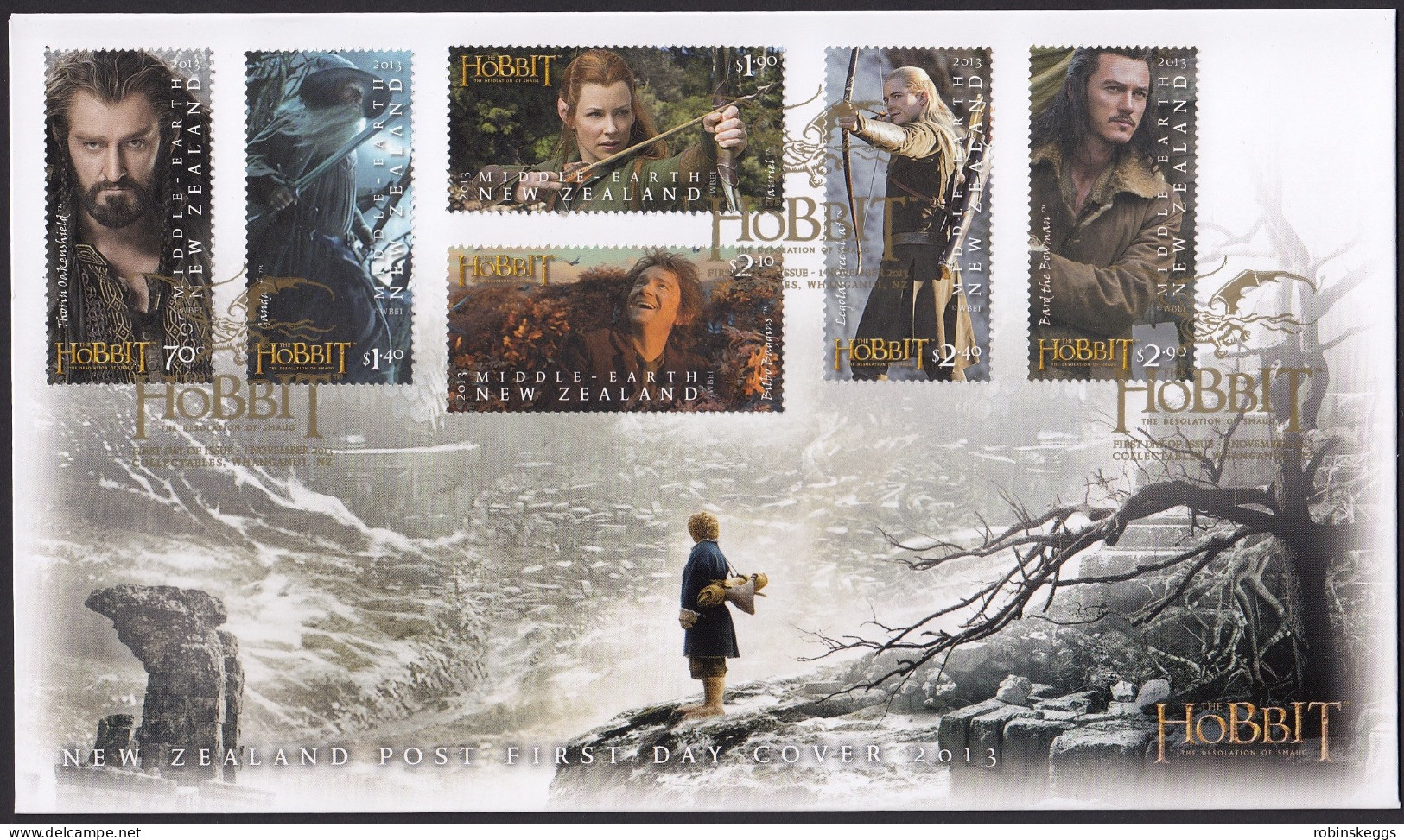 NEW ZEALAND 2013 The Hobbit: Desolation Of Smaug, Set Of 6 FDC - Fantasy Labels
