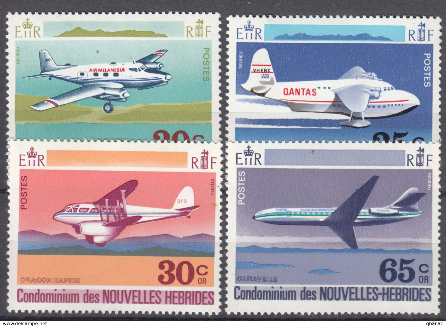 New Hebrides Nouvelles Hebrides French Legend 1972 Airplanes Mi#319-322 Mint Never Hinged (sans Charniere) - Neufs