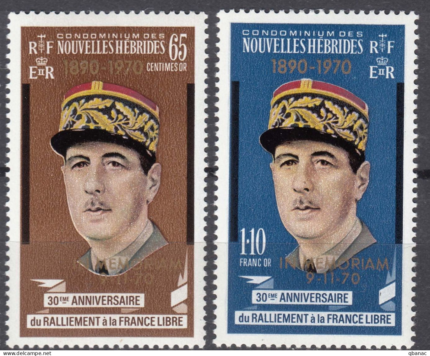 New Hebrides Nouvelles Hebrides French Legend 1971 De Gaulle Mi#303-304 Mint Never Hinged (sans Charniere) - Nuevos